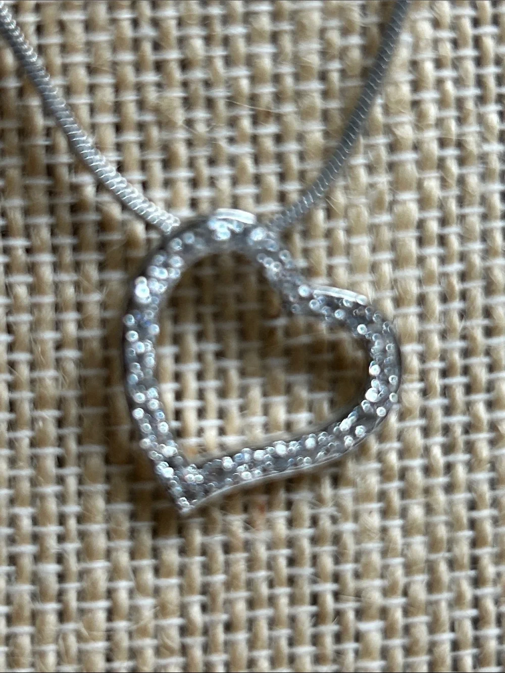 Sterling Silver Heart Pendant Necklace - Clear Crystal zirconia Accents